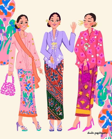 Animasi Andien aisyah menggunaka kebaya. Inspirasi kebaya cantik. Indonesia traditional attire. #culture #budaya #asia #batik #clothing #outfit #dress Malay Traditional Clothes Illustration, Outfit Idea Drawing, Kebaya Illustration, Indonesia Traditional Clothes, Design Produk, Jaket Parasut, Indonesia Traditional, Batik Clothing, Outfit Drawing