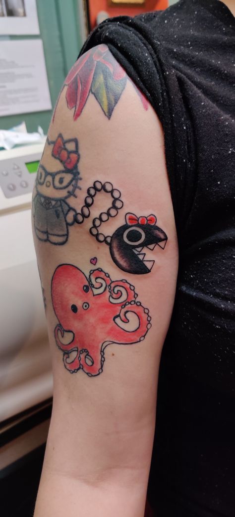 Harry Potter Hello Kitty with pet Chain Chomp tattoo. #seattletattooer Chain Chomp Tattoo, Chain Chomp, Hello Kitty Tattoos, Hello Kitty Birthday, Bead Loom Patterns, Christmas Cross, Loom Patterns, Hello Kitty Wallpaper, Tattoo Stickers