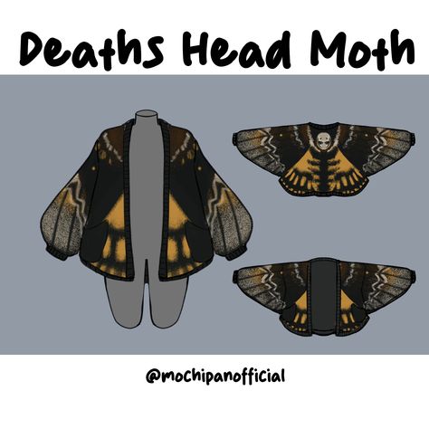 Moth Cardigans Cottagecore Clothes Male, Moth Jacket, Moth Crochet Pattern, Clothes Design Ideas, Nature Goth, Moth Cardigan, Moth Pattern, Cardboard Ideas, Artistic Fashion