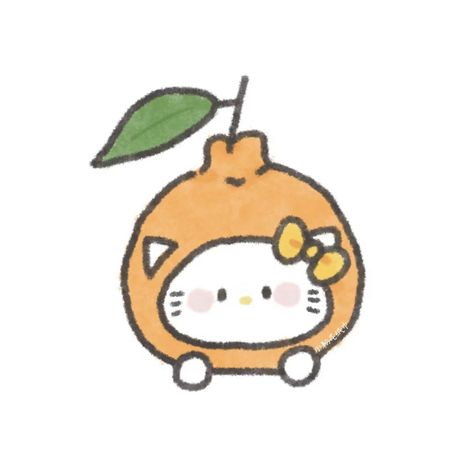 Hello Kitty Orange, Hello Sanrio, 심플한 그림, Orange Icons:), Sweet Drawings, Cute Easy Doodles, Duos Icons, Hello Kit, Hello Kitty Drawing