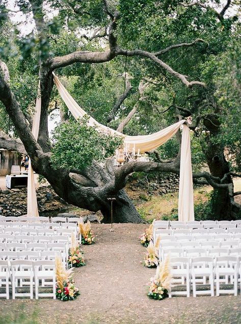 outdoor wedding ceremony decoration ideas #wedding #weddingideas #weddingarches #outdoorwedding Wedding Ceremony Setup, Wedding Setup, Wedding Ceremony Ideas, Wedding Tree, Wedding Backdrops, Wedding Arches, San Luis Obispo Wedding, Beautiful Outdoor Wedding, Outdoor Wedding Inspiration