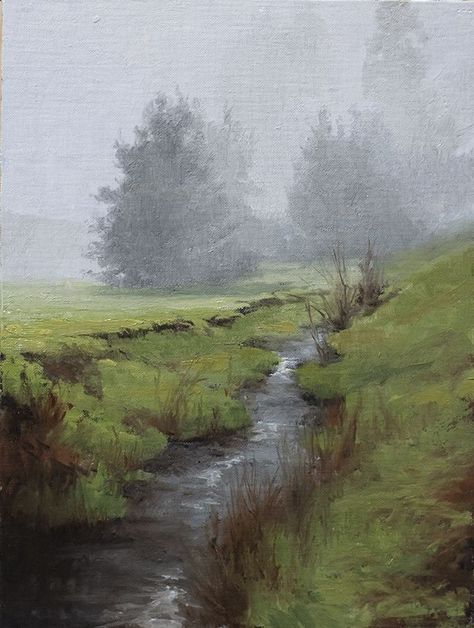 Misty Morning, Soyut Sanat Tabloları, Arte Inspo, Green Landscape, Aesthetic Painting, Romantic Art, Pastel Art, Watercolor Landscape, Painting Inspiration