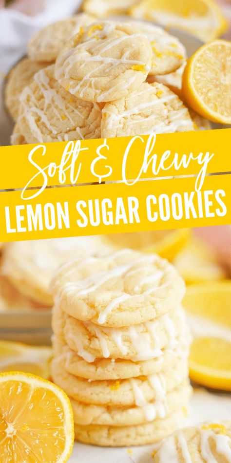 Soft and Chewy Lemon Sugar Cookies! The BEST Lemon Cookies from Scratch with Lemon Glaze! These Chewy Lemon Cookies are PERFECT for Spring and Summer! #lemonpeony #lemonrecipes #lemoncookies #lemonglaze #softlemoncookies Lemon Cookies From Scratch, Best Lemon Cookies, Chewy Lemon Cookies, Lemon Sugar Cookies Recipe, Lemon Sugar Cookie, Lemon Cookies Easy, Soft Sugar Cookie Recipe, Lemon Cookies Recipes, Cookies From Scratch