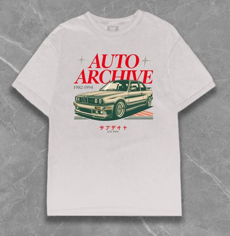 This Classic Auto Archive T-Shirt features a striking design from the 1982-1994 era. Perfect for vintage car enthusiasts, this E30 1994 car graphic tee is a must-have for anyone passionate about retro automotive styles. Available in both premium quality Comfort Colors 1717 and the more affordable yet high-quality Gildan 5000. Enjoy fast and reliable shipping. Choose your favorite and show off your love for classic cars! Product Features: Fabrication: Medium fabric (6.1 oz/yd² (206.8 g/m. Garment Vintage Car Graphic, Car Graphic Tee, Graphic Shirt Design, Graphic Tee Vintage, Bmw E30 M3, Cars Tees, Perfect Gift For Boyfriend, Car Shirts, Retro Car