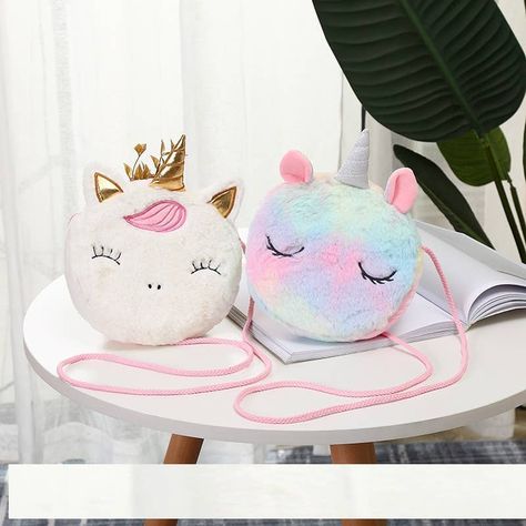 Fuzzy Unicorn Purse – Happy Kids Co Cute Messenger Bags, Girls Messenger Bag, Unicorn Bag, Shoulder Bags Pattern, Cartoon Unicorn, Unicorn Plush, Cute Princess, Coin Bag, Mini Handbags