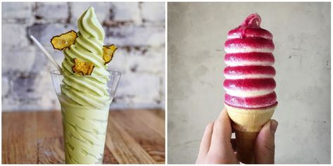 Soft Serve's Most Outrageous Flavors Of Summer 2018 | HuffPost Yogurt Bites, Frozen Pie, Summer Soft, Soft Serve, Ice Cream Cake, Travel Food, Hot Sauce, Beets, Pickles