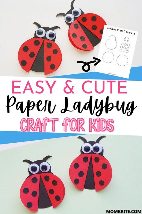 Ladybug Template, Ladybugs Preschool, Ladybug Craft, April Crafts, Insect Crafts, Ladybug Crafts, Bug Crafts, Ladybug Art, Valentine's Day Crafts For Kids