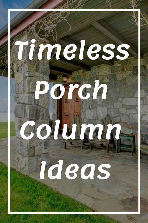 Choose from a diverse range of porch columns, ranging from traditional tall round designs to charming short square stone variations. Elevate your home's aesthetic with these exquisite accents and create a welcoming atmosphere for all who enter. Porch Post Ideas Columns Wood, Patio Post Ideas Porch Columns, Pillars For Front Porch, Round Front Porch Columns, Exterior Columns Ideas, Front Porch Pillars Columns Ranch Style, Rock Porch Columns, Front House Columns Ideas, Cedar Columns Front Porch Farmhouse