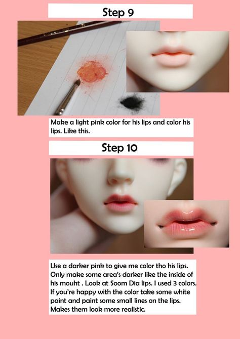 Doll Repaint Tutorial, Art Doll Tutorial, Sculpting Tutorials, Doll Making Tutorials, ดินปั้น Polymer Clay, Polymer Clay Figures, Smink Inspiration, Doll Makeup, Polymer Clay Dolls