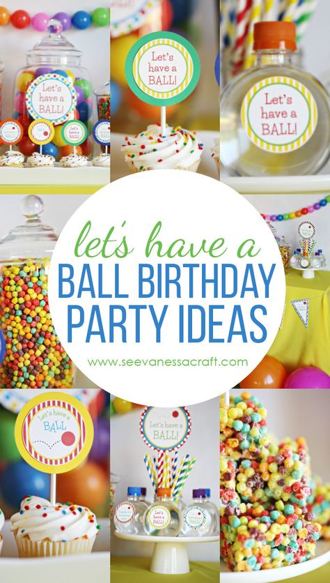 Party: Let's Have a Ball Party with Step2 - See Vanessa Craft Have A Ball Birthday Party, Ball Themed Birthday Party, Birthday Resolutions, Ball Theme Birthday, Ball Theme Party, Bounce House Birthday Party, Ball Birthday Party, Bounce House Birthday, Ball Birthday Parties