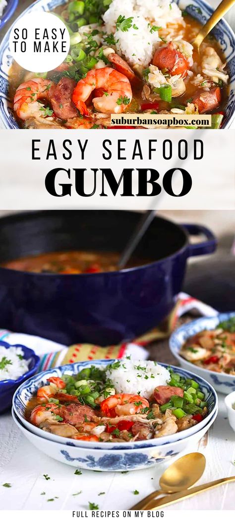 Easy Shrimp Gumbo Recipe Simple, Sea Food Gumbo Recipe, Easy Gumbo Recipe Simple, Seafood Gumbo Recipe Authentic, Seafood Gumbo Recipe Louisiana, Waterzooi Recipe, Crab Gumbo Recipe, Easy Seafood Gumbo, Fish Gumbo