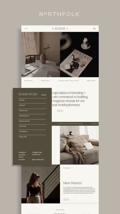 Sunday is a minimal and elegant Showit website template that's perfect for creative professionals, bloggers, and small businesses. With its clean design and modern features, Sunday will help you create a stunning online presence that's sure to impress your #Minimal_Editorial #Elegant_Website_Design #Elegant_Website #Website_Setup Interior Designer Website Design, Minimal Editorial, Creative Website Design Inspiration, Interior Design Website Templates, Elegant Website Design, Photography Website Templates, Website Setup, Wix Website Design, Website Fonts