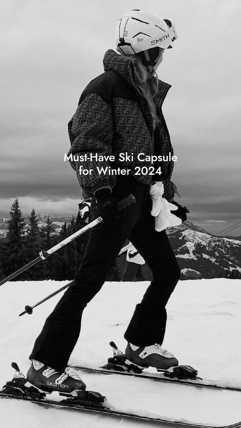 While we might not be pros on the slopes, we’re champions at the sportswear game that is après-ski style. Find our favorite outfits here. Ski Looks For Women, Women’s Winter Ski Outfit, All Black Ski Outfit Women, Ski Lounge Outfits, Alpine Outfit Women, Ski Resort Aesthetic Outfits, Ski Holiday Outfits For Women, Womens Skiing Outfits, Perfect Moment Ski Outfit