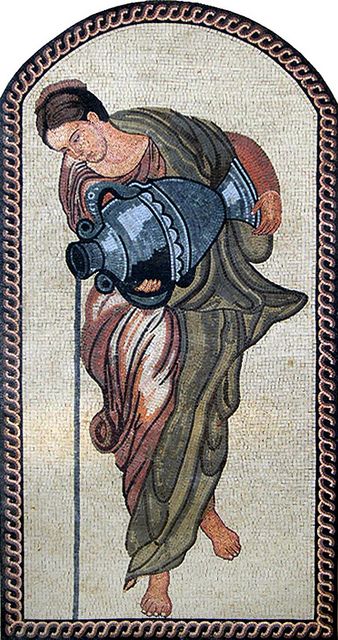 Lady pouring water from vase by Phoenician Arts, via Flickr Roman Mosaic Art, Greek Mosaic, Mediterranean Mosaic, Goddess Of Light, Ancient Mosaic, Roman Mosaics, Mosaics Art, Industrial Wall Art, Pouring Water