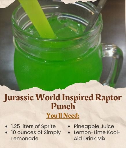 Recipes Fast | Jurassic World Inspired Raptor Punch | Facebook Raptor Punch Recipe, Dinosaur Party Punch, Raptor Punch, Dinosaur Punch, Jurassic World Party Ideas, Dinosaur Snacks, Dinosaur Birthday Party Food, Godzilla Birthday Party, Disney Movie Night Dinner