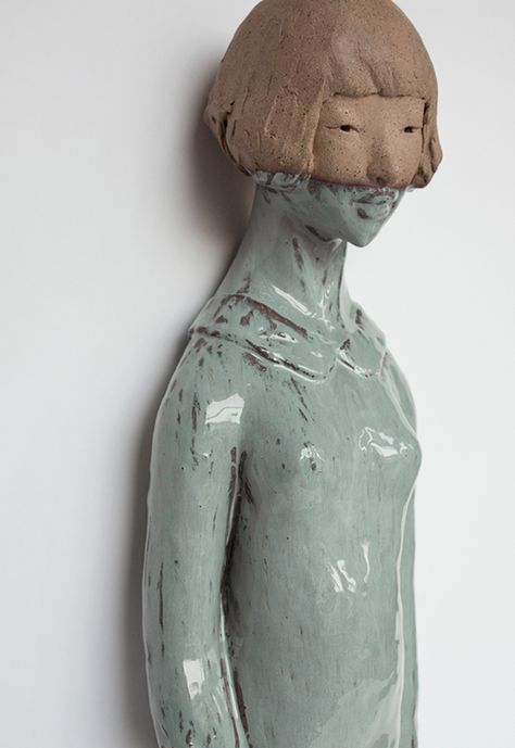 CERAMIC & GLAZE | 21 x 8 x 6" | WALL MOUNTED | 2016   CURRENTLY AT GALERIE YOUN, MONTRÉAL, QC Ceramic People, Bust Vase, Clay Bust, Sculpture Hair, Ceramic Sculpture Figurative, Ceramic Hair, Ceramic Glaze, Glaze Ceramics, Pottery Techniques