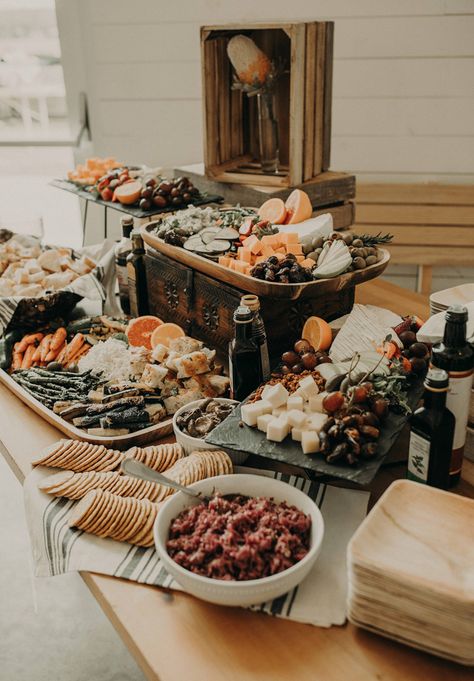 Wedding Charcuterie Table, Katering Pernikahan, Wedding Charcuterie, Charcuterie Table, Wedding Drink Station, Wedding Food Stations, Prospect House, Wedding Appetizers, Cocktail Hour Wedding