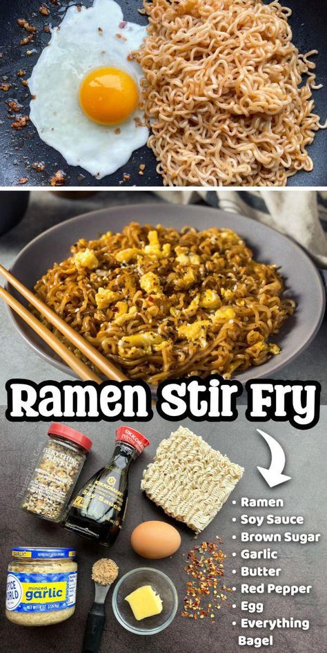 Wow! You won't believe how delicious this combination of ingredients is. This simple last minute dinner is not only quick and easy to make with just a few pantry staples, it's absolutely yummy!! As long as you keep a pack of Ramen Noodles stored in your pantry, you can make this delicious stir fry for a quick lunch or last minute dinner. It’s the perfect amount for feeding one person, but you can double or even triple the recipe if you have a hungry family #Stir-FryVegetableStaples Spicy Garlic Ramen, Ramen Noodle Stir Fry, Garlic Ramen, Spicy Ramen Noodles, Ramen Stir Fry, Noodle Stir Fry, Veggie Fries, Spicy Ramen, Budget Family Meals