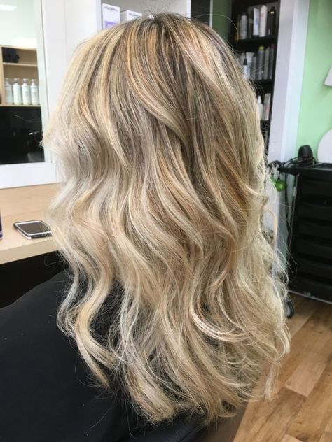 Blonde Hair Full Foil Highlights Brunette To Blonde, Full Highlights For Blonde Hair, Blonde Highlights By Hair Pattern, Blonde Hair Full Foil, Traditional Blonde Highlights, Full Foils Blonde, Curled Hairstyles Blonde, Dish Water Blonde Hair With Highlights, Half Head Of Foils Blonde