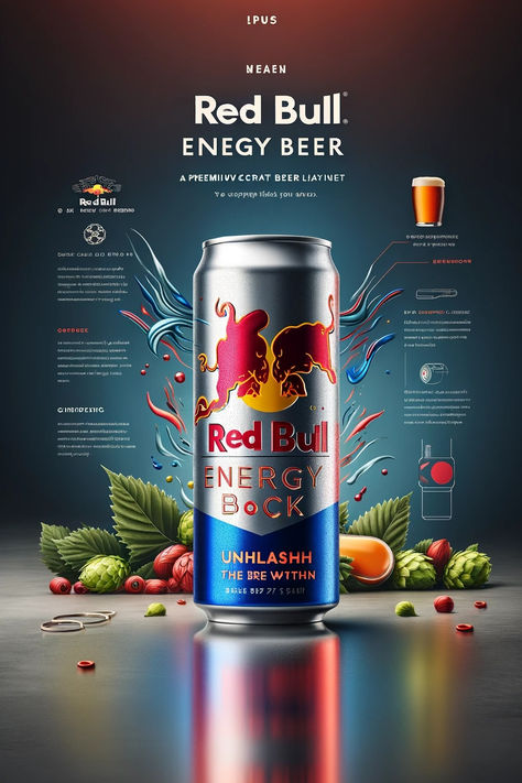 beer can design, beer can mashup art Red Bull Advertising, New Drink Poster Design, Energy Drink Poster Design, Product Posters Design, Can Advertising, Beer Social Media Design, Energy Drink Branding, Energy Drink Ads, Drink Can Design