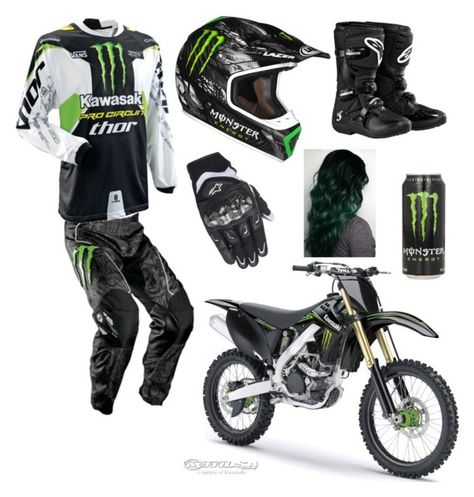 "Monster Energy Motocross" by skatergurl58 ❤ liked on Polyvore featuring Alpinestars Monster Energy Clothing, Motocross Outfits, Custom Dirt Bike, Motorcycle Leathers Suit, Dirt Bike Gear, Best Electric Car, Motocross Pants, Gross Things, Motocross Gear