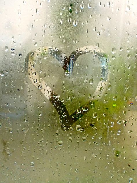 Rain Love Aesthetic, The Day It Rained Hearts, Heart On Window Rain, Heart On Foggy Window, Rain Drops On Window, Rainy Day Aesthetic, Contrast Lighting, We Love Each Other, Love Is An Action