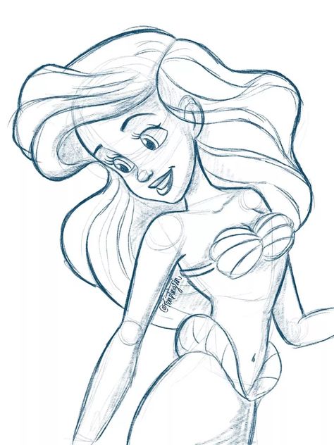 Disney Prinzessinnen 8 Arielle Arielle Disney, Croquis Disney, Disney Princess Sketches, Disney Style Drawing, Disney Drawing Tutorial, Princess Sketches, Disney Character Drawings, Princesses Disney, Disney Drawings Sketches