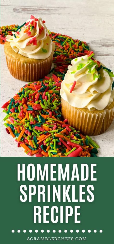 Make homemade sprinkles for baking and recipes with this easy step by step tutorial! A tasty addition to any cupcake! Homemade Sprinkles Recipe, Homemade Sprinkles, Lofthouse Cookies, Diy Sprinkles, Sprinkles Recipe, Different Fruits, Gel Food Coloring, No Cook Desserts, Fudgy Brownies