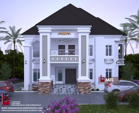 5 BEDROOM DUPLEX (RF D5037) – NIGERIAN BUILDING DESIGNS Four Bedroom Duplex House Plans, Nigeria Building Design, Nigerian Building Designs, 3d Duplex House Designs, Beautiful Duplex Houses, Nigerian Modern House Design, Nigeria Duplex Design, Nigerian House Design Exterior, 5 Bedroom Duplex House Plans