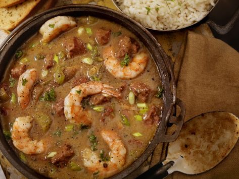 Gumbo Ingredients, Emeril Lagasse Recipes, Shrimp And Sausage Gumbo, Sausage Gumbo, Mardi Gras Food, Seafood Gumbo, Emeril Lagasse, Gumbo Recipe, Jambalaya