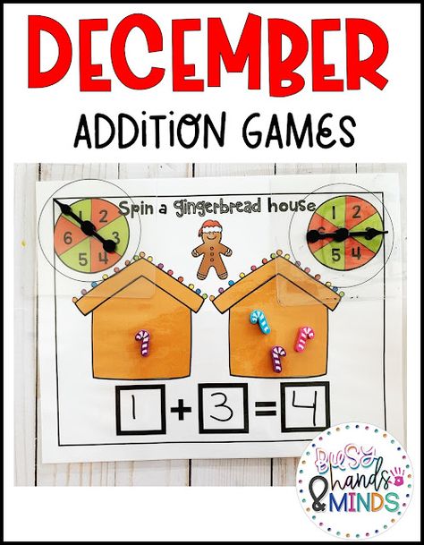 Gingerbread Addition Kindergarten, December Math Centers Kindergarten, Christmas Math Centers Kindergarten, Christmas Addition Kindergarten, Subtraction Games Kindergarten, Gingerbread Kindergarten, Addition Activities Kindergarten, Christmas Subtraction, Christmas Learning Activities