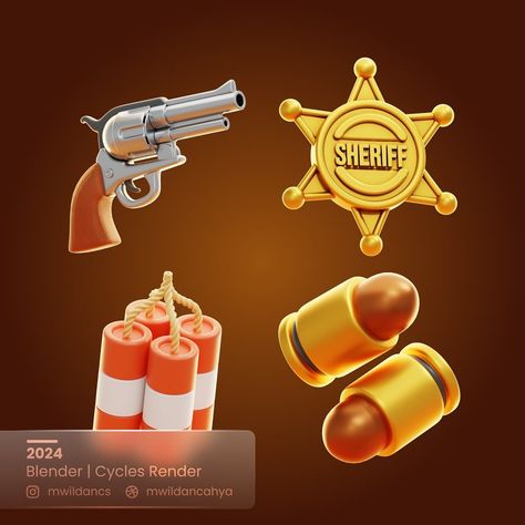 Wild West & Cowboy 3D assets You can purchase these from the link in my bio. Available on Iconscout and Gumroad (soon) . Done in Blender. Cycles Render . For inquiries, please DM or email me at: mwildancahya@gmail.com . Thanks! . #3d #wildwest #3dicon #blender #gameassets #stylized #blender #cycles #render #eevee #cowboy #westernage #cute #cozy Cowboy Games, Wild West Cowboys, 3d Icons, Casual Game, Game Concept, 3d Assets, Game Assets, Game Item, Wild West