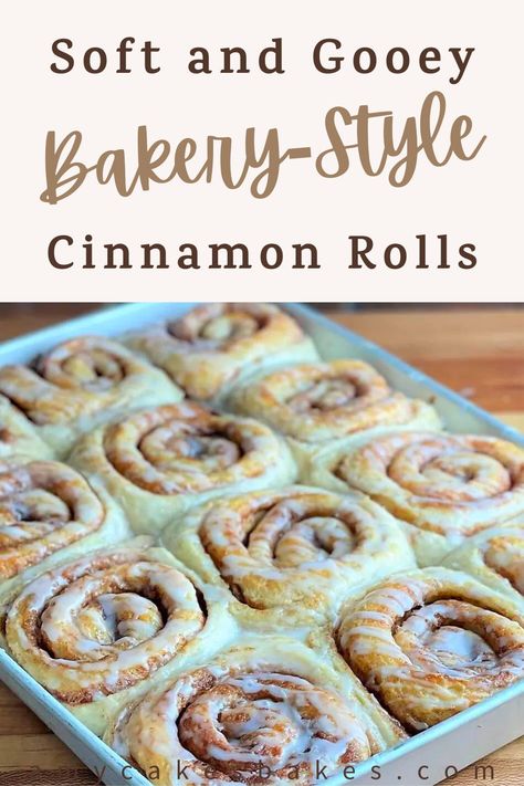 This bakery recipe for Soft and Gooey Bakery-Style Cinnamon Rolls was a much-loved recipe at Amycakes Bakery. The cinnamon rolls are soft and gooey all the way to the edge of the roll. No kneading is required to make this soft and pillowy dough, and it’s made with instant yeast, which means a faster rising time. For the best results, make your dough on day one, and roll out on day two, as described within the recipe. Sweet Yeast Dough Recipes, Fast Cinnamon Rolls, Sweet Yeast Rolls Recipe, Roll Dough Recipe, Cinnamon Baking, Cinnabon Cinnamon Rolls, Rolls Homemade, Fluffy Cinnamon Rolls, Cinnamon Roll Recipe Homemade