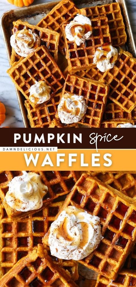 Pumpkin Spice Waffles, Pumpkin Breakfast, Pumpkin Recipe, Pumpkin Waffles, How To Make Pumpkin, Fall Breakfast, The Best Breakfast, Breakfast Idea, Fall Food