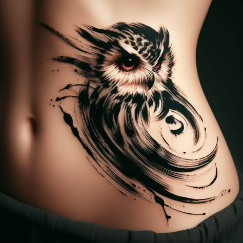 30 Owl Tattoo Ideas with Deep Meanings & Symbolisms: Your Ultimate Guide 🦉✨ - Laugh Lore Edgy Tattoo Sleeve Women, Amazing Tattoos For Women Unique, Women’s Owl Tattoo, Lilith Owl Tattoo, Spooky Owl Tattoo, Back Of Neck Tattoos For Women Cover Up, Gemini Animal Tattoo, Owl Wrist Tattoo, Realistic Owl Tattoo For Women