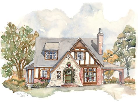 A Tiny Tudor Tudor Style Homes Plans, Tudor House Plans, Tudor Cottage, Southern Living House Plans, Cottage Floor Plans, House Plans One Story, Tudor Style Homes, Vintage House Plans, Southern House Plans