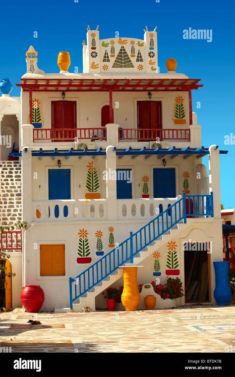 Arsitektur Art Deco, Traditional Folk Art, Desain Pantry, Mykonos Island, Fotografi Kota, Desain Lanskap, Cyclades Islands, التصميم الخارجي للمنزل, Hus Inspiration