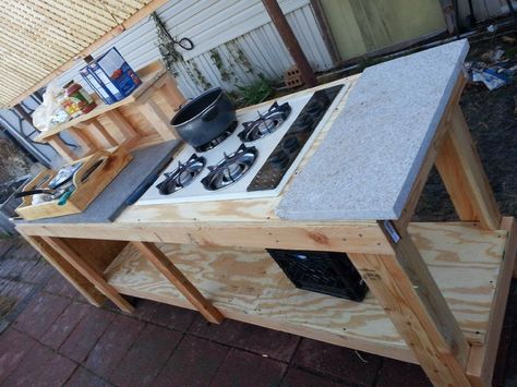 Canning Kitchen, Outdoor Kitchen Countertops, Outdoor Stove, Backyard Kitchen, Diy Outdoor Kitchen, Camp Kitchen, Interior Modern, Summer Kitchen, Kitchen Plans