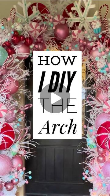 Ba Bam Wreaths on Instagram: "DIY an arch…. No problem😉 You just need 2 skinny trees and a wreath base….. plus crates for height. This is my formula…. It holds up…. Been doing this for many seasons. I hope this helps you in your holiday decor. Please stay tuned to see more videos on the steps to decorating my entry for Christmas.🎄🩷🎄 #diychristmas #christmasdecor #christmastree #christmasdecorations #frontporchentry #holidaydecor #arch #homedecor #diy #babamwreaths" Ornament Arch Diy, Christmas Tree Arch, Ba Bam Wreaths, Christmas Arch, Christmas Decorations Wreaths, Diy Tree, Wreath Base, Please Stay, Indoor Christmas