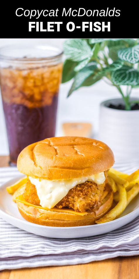 mcdonald's filet-o-fish sandwich with glass of iced team Mcdonald’s Filet Fish, Filet O Fish Recipe, Fish Fillet Sandwich, Mcdonalds Copycat Recipes, Amazing Easy Recipes, Fish Filet, Fish Sandwiches, Ground Beef Pasta, Homemade Tartar Sauce