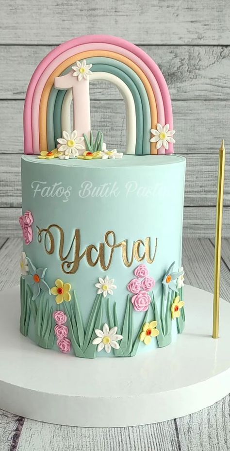 Birthday Cake Daughter, Birthday Cakes For Baby Girls 1st, Childs Birthday Cake, Butterfly Garden Birthday Cake, First Bday Cake Ideas, 1st Birthday Cake Ideas Girl, Baby Girl Bday Cake, Cake Girls Birthday Ideas, First Birthday Cakes Girl