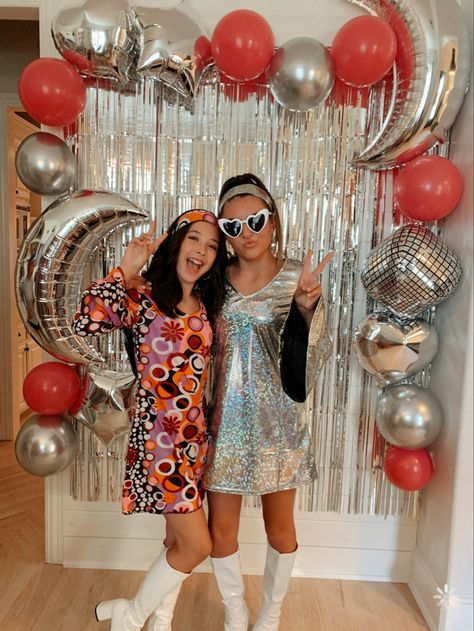 Disco Themed Party Outfit 80s Fashion, Groovy Disco Party Outfit, 70s Themed Birthday Party Outfits, 80 Disco Party Outfit, 70s Birthday Outfit, Groovy Bachelorette Party Outfit, Disco Style Outfits, Groovy Party Outfits, Disco Fever Outfit