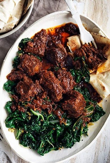 ETHIOPIAN BEEF STEW & CHARD ~~~ i have not yet tried the homemade berbere spice mix instructions shared on this post's link, but have really been enjoying the berbere ingredient ratios of the post at http://www.daringgourmet.com/2013/08/26/berbere-ethiopian-spice-blend/ [Ethiopia] [Eritrea]  [gourmettraveller] [daringgourmet] Africa Beauty, Everyday Dinners, Ethiopian Cuisine, African Cooking, Ethiopian Food, Beef Curry, Num Num, Beef Stew Recipe, Stew Recipe