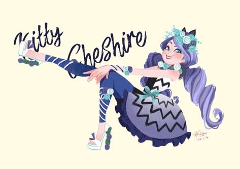 Ever After High Fanart, Kitty Cheshire, Lizzie Hearts, Monster High Art, Fairy Tale Characters, Ever After High, High Art, Cartoon Shows, Monster High