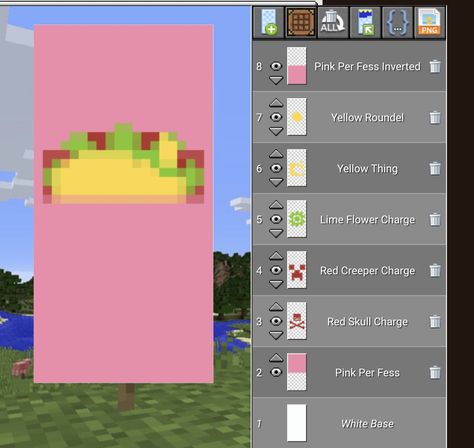 Chicken Banner Minecraft, Food Banner Minecraft, Sztandary Minecraft, Cute Minecraft Banner Ideas, Mc Banner Designs, Minecraft Flag Design, Cute Banner Designs Minecraft, Minecraft Banner Ideas, Best Minecraft Banners