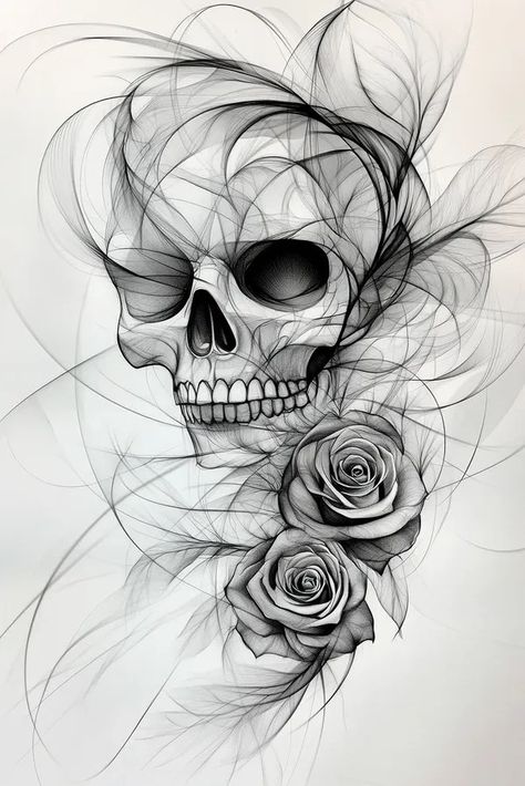 Tattoo idea: tattoo sketch skull and roses tattoo black and red out 3 Red Skull Tattoo, Skull And Roses Tattoo, Sketch Skull, Skull Rose Tattoos, Tarot Card Tattoo, Grim Reaper Tattoo, Idea Tattoo, Reaper Tattoo, Rose Sketch