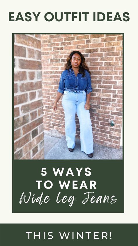 5 wide leg jeans outfits for Winter. Looking for Winter fashion inspiration? Here are five easy and stylish ways to wear wide leg jeans (AND stay warm!) this season. #widelegjeansoutfitwinter #wideleggedjeansoutfit Wide Leg Jeans On Pear Shape, Light Wide Leg Jeans Outfit Winter, Flats With Wide Leg Jeans, Faded Wide Leg Jeans Outfit, Ways To Style Wide Leg Jeans, Wide Legged Jeans Outfit Winter, Styling High Waisted Wide Leg Jeans, Light Wash Wide Leg Jeans Outfit Winter, Wide Leg Pants Shoes Winter