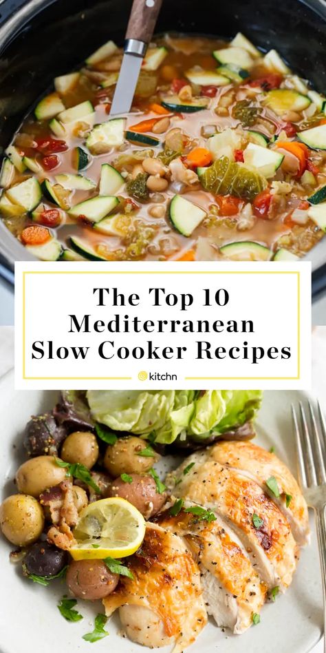 Our Top 10 Mediterranean Diet Recipes to Make in Your Slow Cooker | Kitchn Mediterranean Grocery List Clean Eating, Prediebities Diet, Blue Zone Fish Recipes, Mediterranean Diet Recipes For Crock Pot, Traditional Maine Recipes, Easy Mediterranean Diet Dinner Recipes, Mediterranean Diet Dressing Recipes, Mediterranean Diet Artichoke Recipes, Medditeranean Diet Dinner Recipes