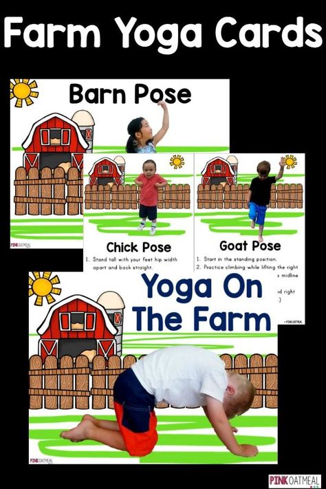 Farm yoga is perfect for kids yoga! I love how the yoga poses are related to the farm and there are real kids in the poses! Perfect for toddlers, preschool, and up! Like and Repin. Thx Noelito Flow. http://www.instagram.com/noelitoflow Farm Curriculum, Farm Yoga, Farming Activities, Preschool Farm, Farm Lessons, Farm Animals Activities, Farm Theme Preschool, Farm Unit, Farm Animals Theme