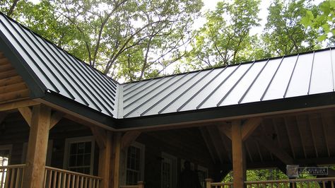 Standing seam charcoal gray steel metal roof - Metal Roofing Charcoal Metal Roof, House Metal Roof, Brown Houses, Glass Roofs, Corrugated Plastic Roofing, Magical Backyard, Metal Roof Houses, Roofing Shingles, Corrugated Metal Roof